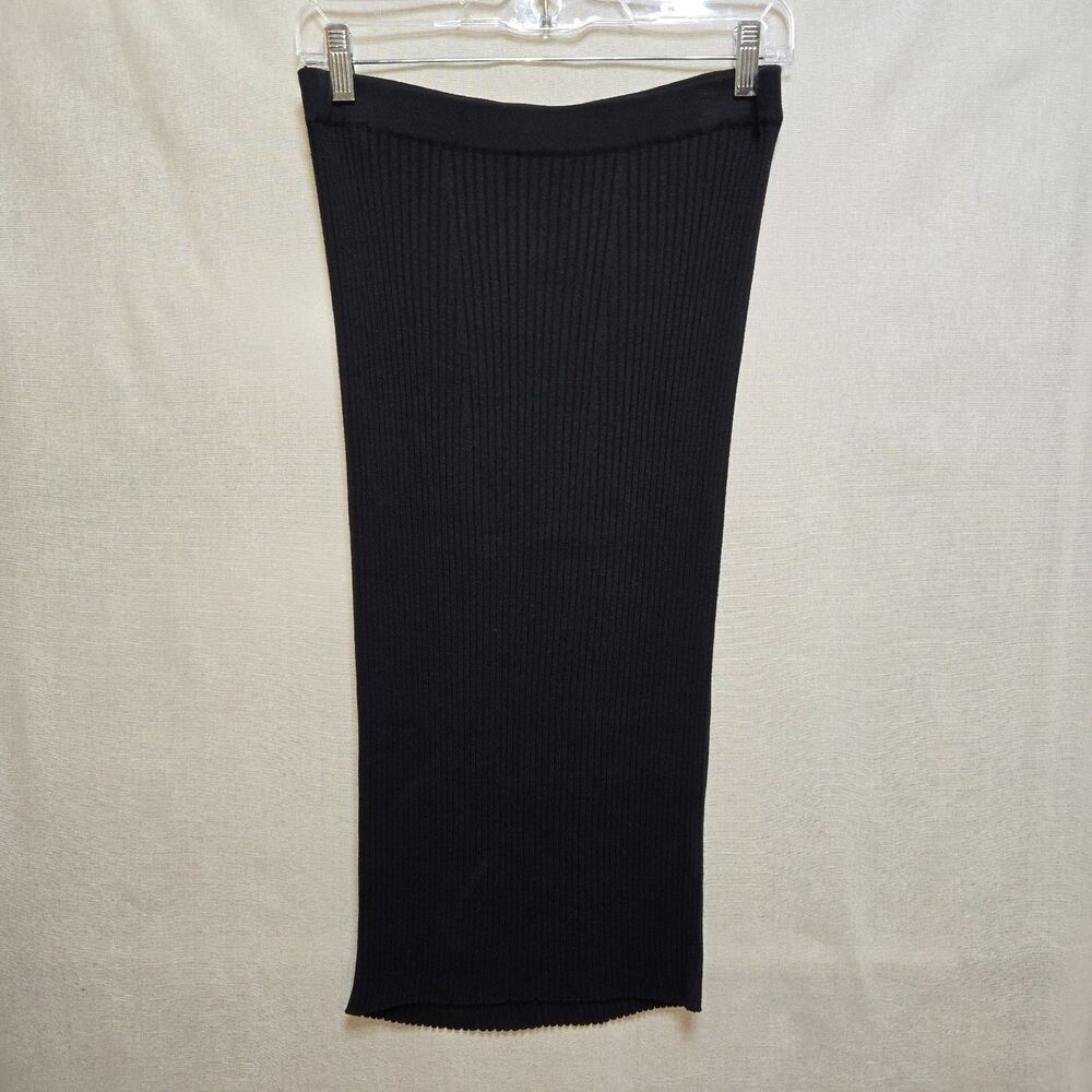 Peruvian Connection Pima Cotton Wool Ribbed Knit Sweater Midi Skirt M Black